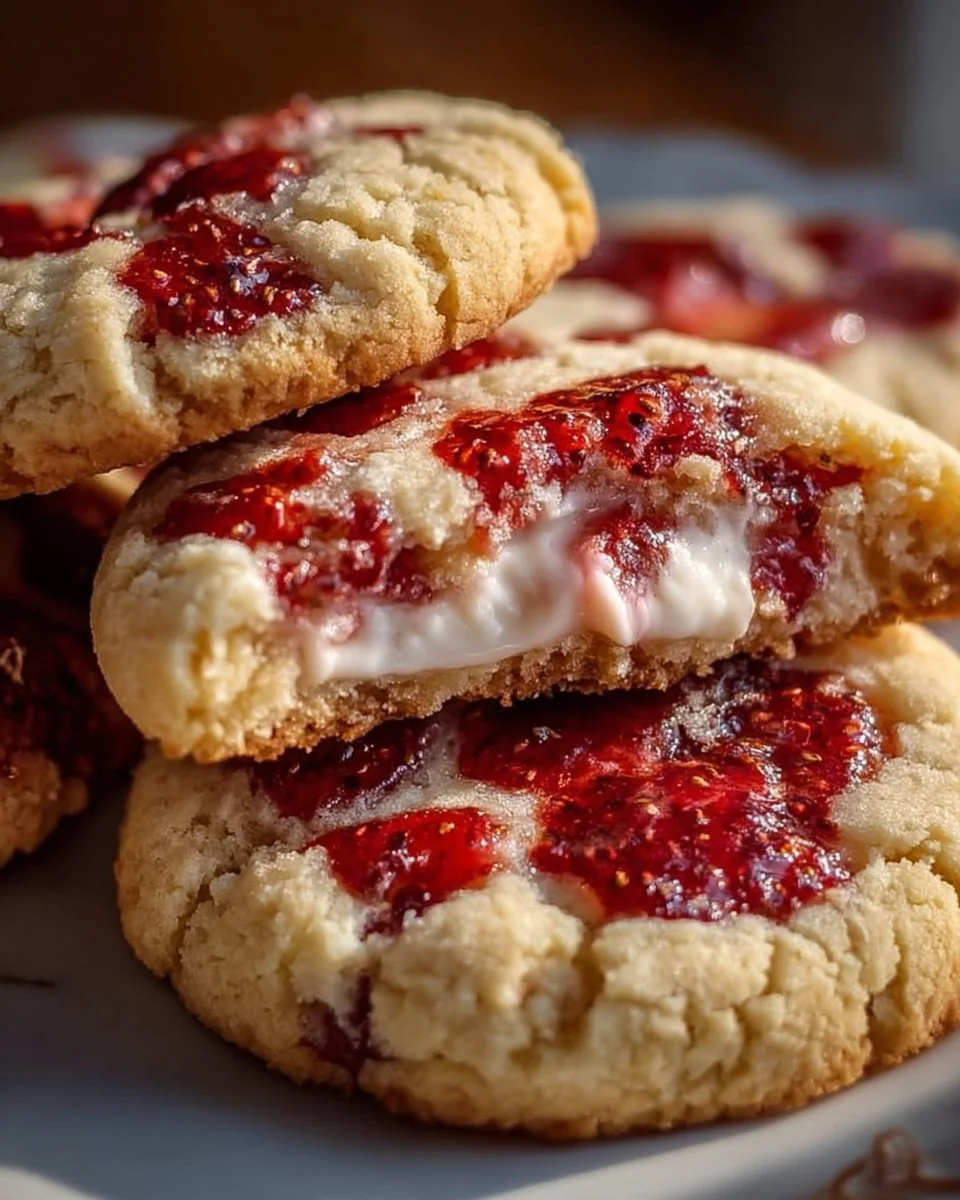 Delicious Strawberry Cheesecake Cookies with fresh strawberries and cream cheese frosting