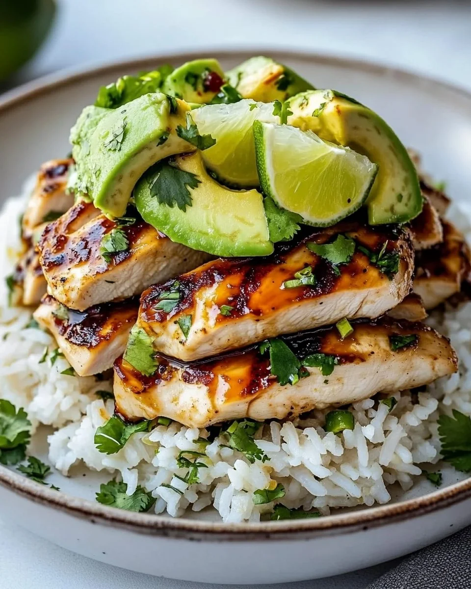Tangy Honey Lime Chicken & Avocado Rice Stack That Delights