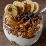 Vanilla Greek Yogurt Parfait with fresh fruits and granola