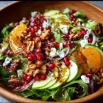 Winter Christmas salad with colorful veggies and honey mustard dressing