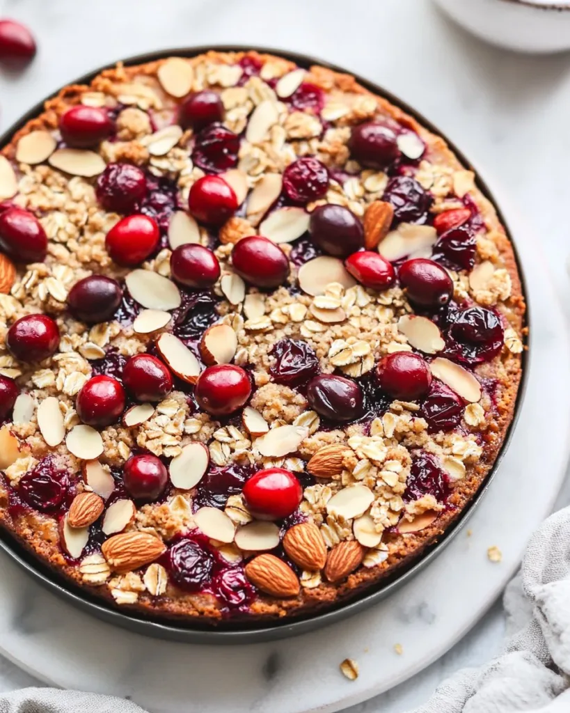 Almond Cranberry Cake Delicious Almond Cranberry Cake with nuts and cranberries garnished on a plate