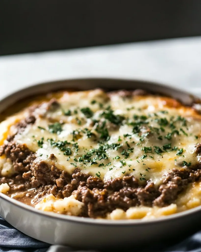 Amish Hamburger Steak Bake served on a plate with sides, showcasing a hearty meal.