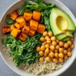 Delicious anti-inflammatory Harvest Glow Bowl for a healthy dinner recipe.