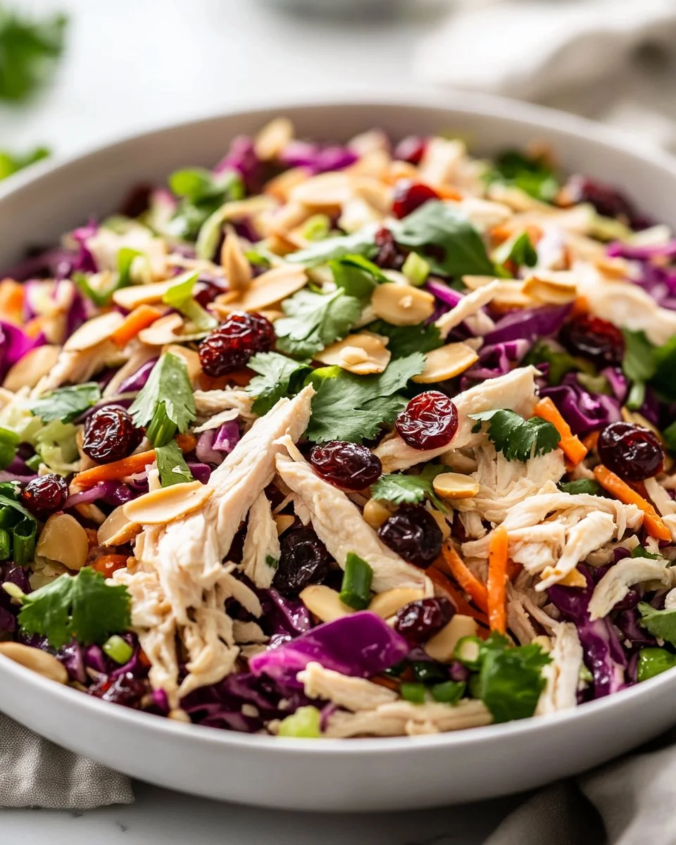 Asian Chicken Cranberry Salad with vibrant vegetables and cranberries