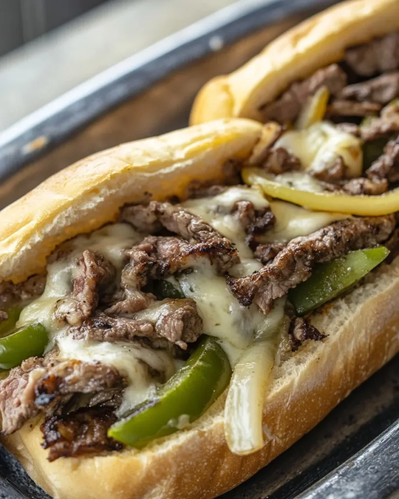 Authentic Blackstone Philly Cheesesteak with melted cheese and grilled steak