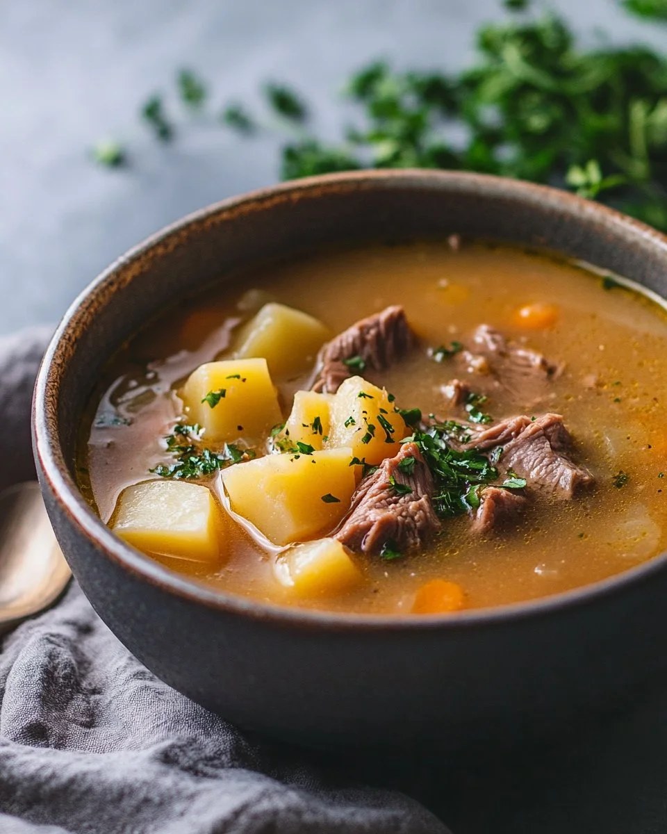 Beef Soup with Potato Cream