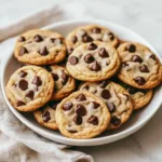 A plate of freshly baked homemade chocolate chip cookies