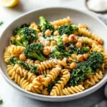 Delicious Broccoli Chickpea Pasta drizzled with Garlic Olive Oil