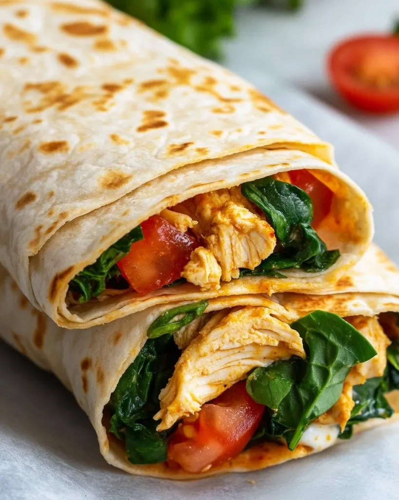 Cheesy garlic chicken wraps filled with tender chicken and melted cheese