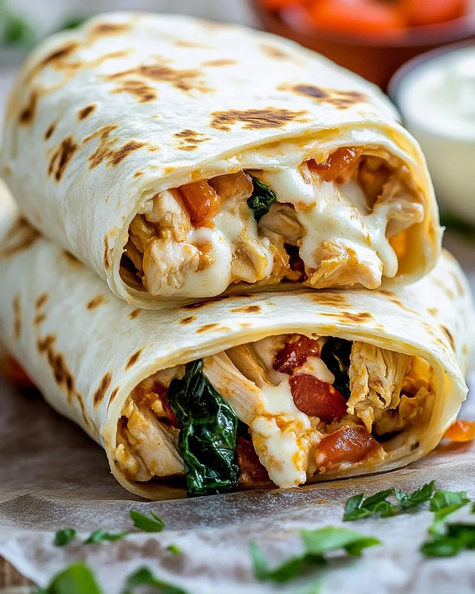 Cheesy Garlic Chicken Wraps