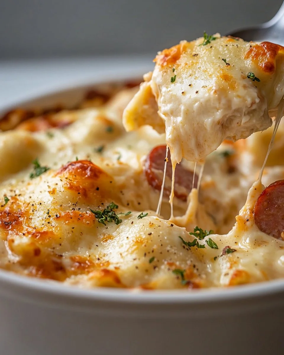 Classic Crockpot Pierogi Casserole with Kielbasa - Loudas Recipes