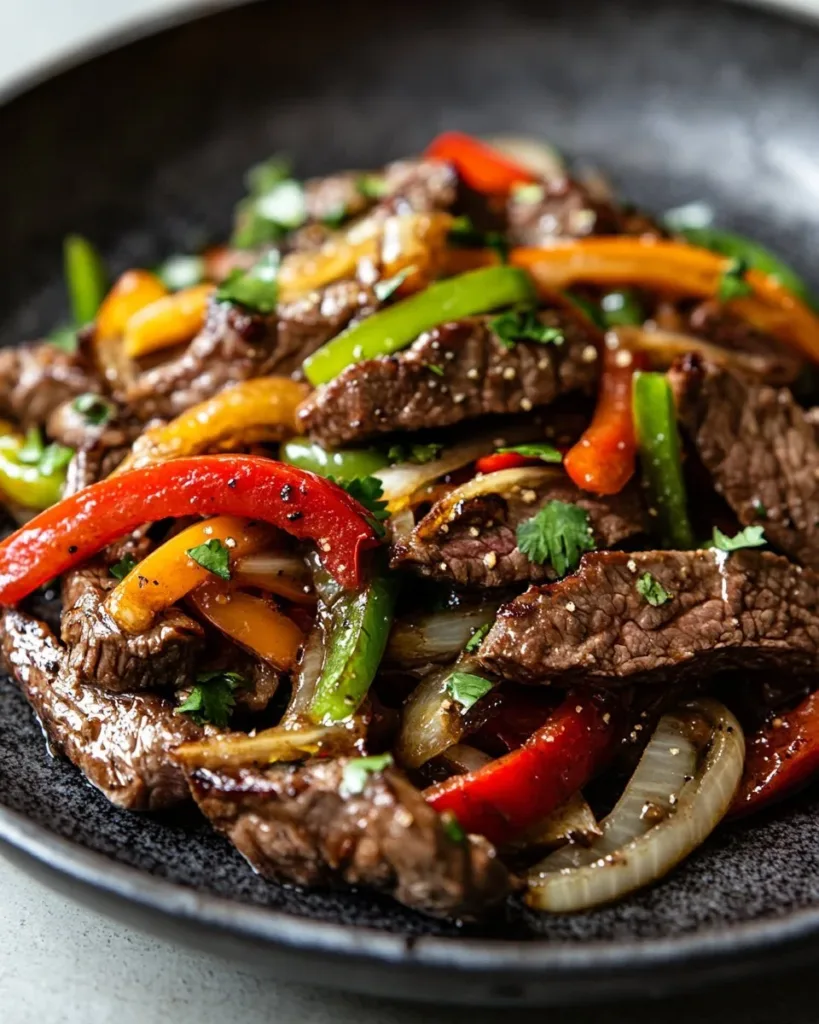 Cowboy Stir Fry Delicious Cowboy Stir Fry with colorful vegetables and savory meat in a skillet