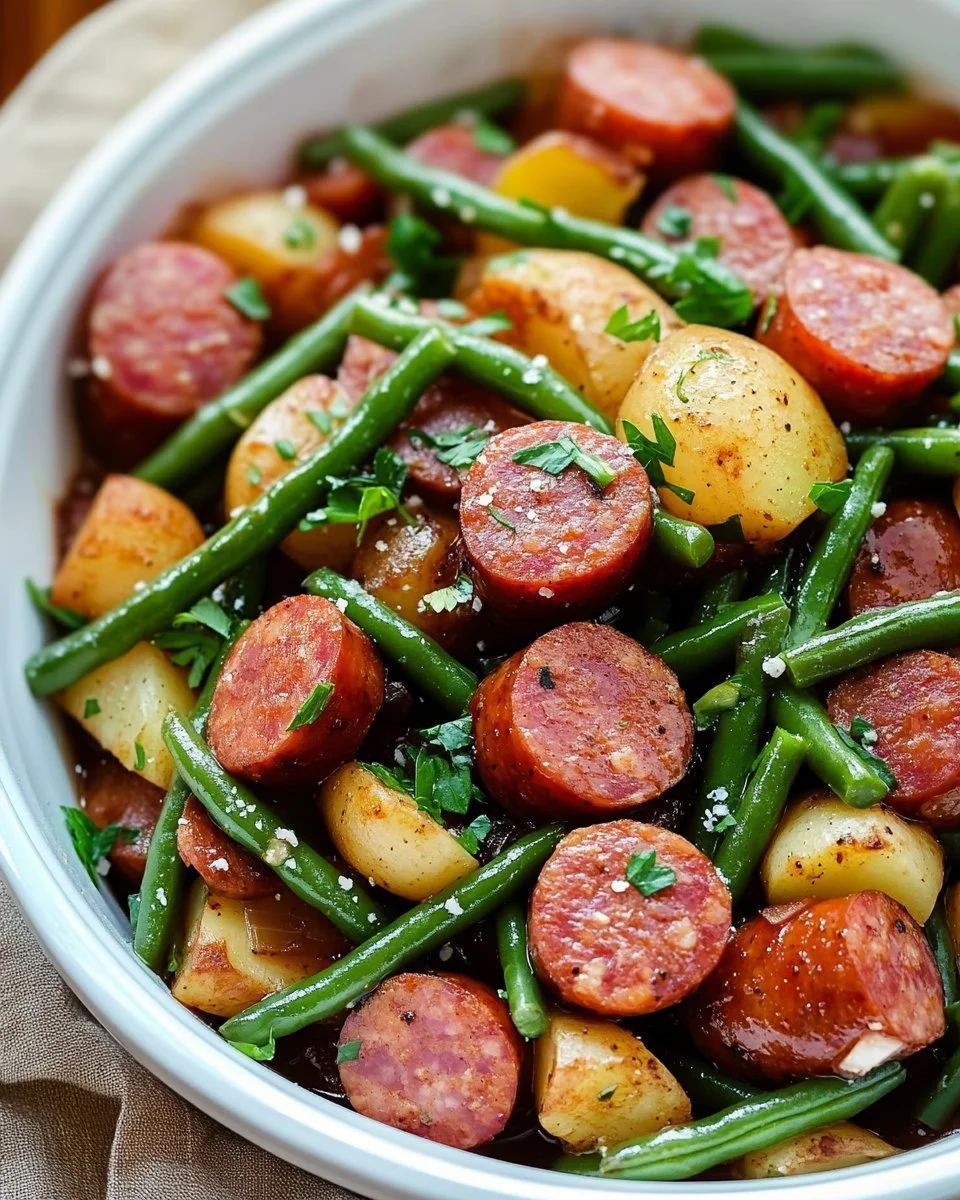 Crockpot Kielbasa and Green Beans