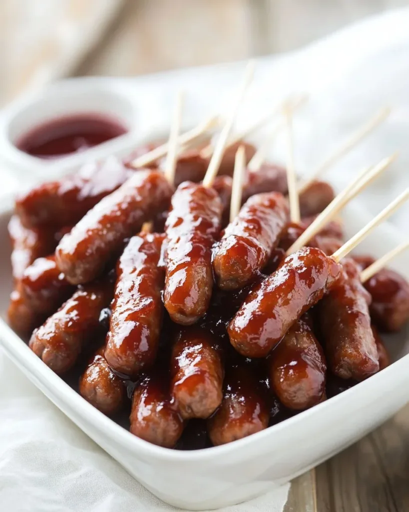 Crockpot Little Smokies served in a bowl with sauce