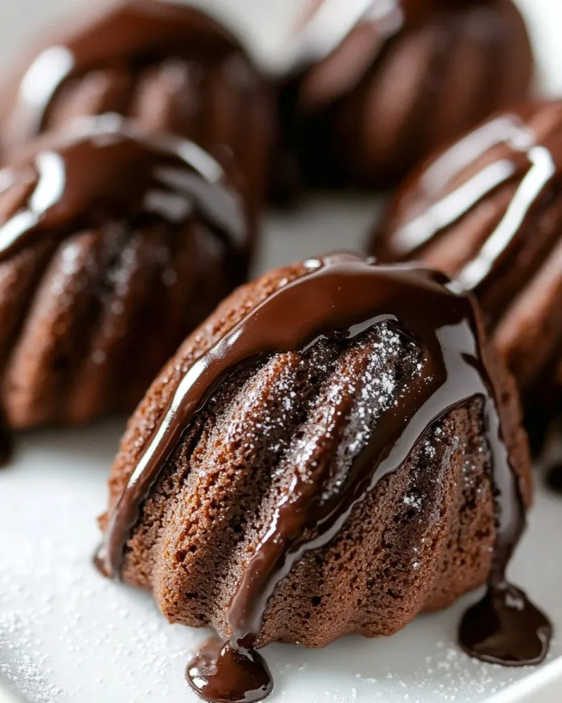 Easy Double Chocolate Madeleines Delicious double chocolate madeleines on a plate, perfect dessert treat.