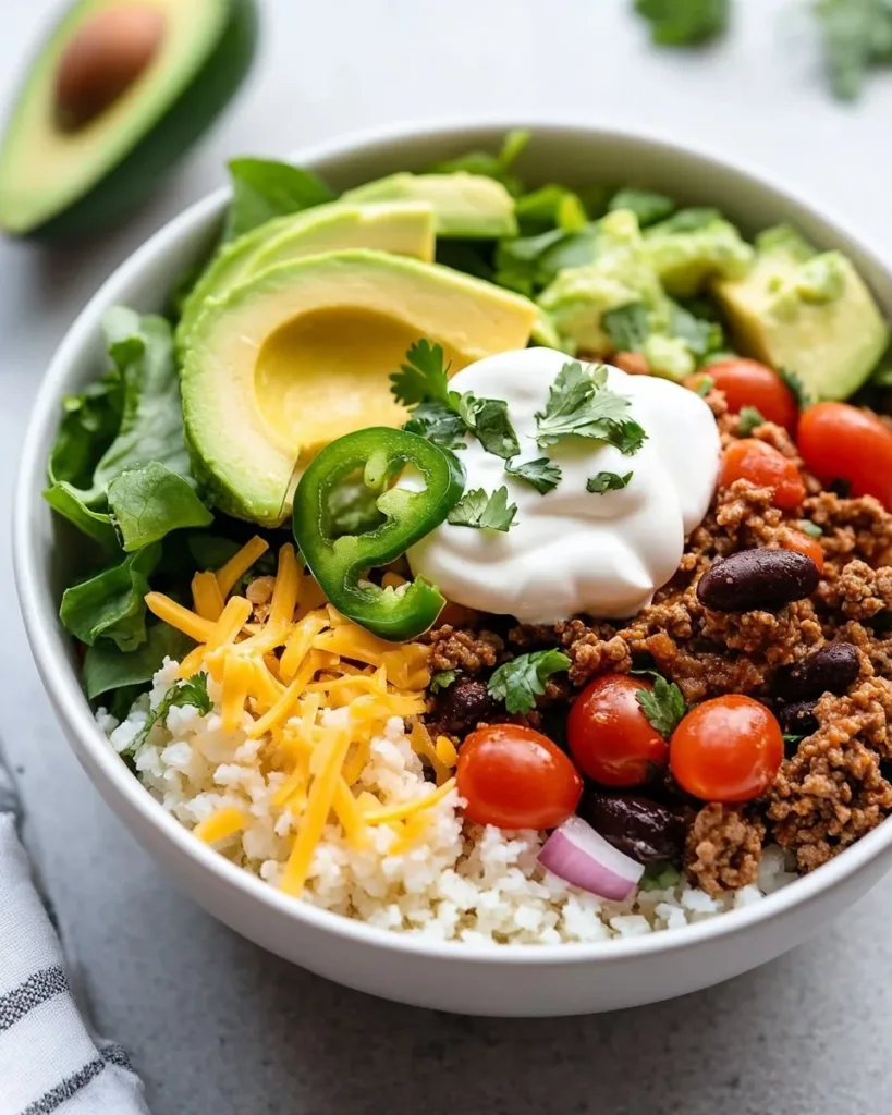 Easy Low Carb Burrito Bowl – 25min Breakfast Protein-Packed Low carb burrito bowl with eggs, veggies, and toppings for a healthy breakfast