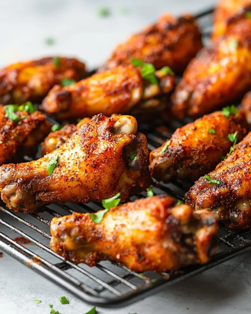 Extra crispy baked chicken wings served with dipping sauce
