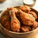 Golden brown fried chicken served on a plate
