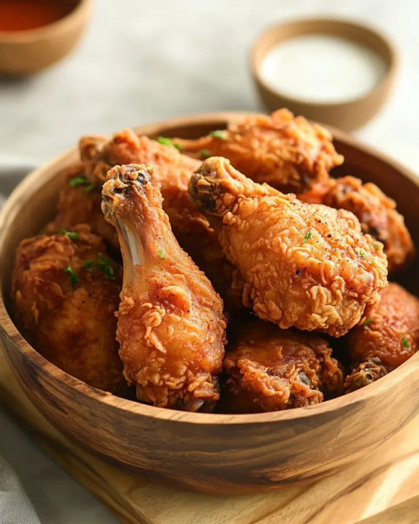 Fried Chicken Golden brown fried chicken served on a plate