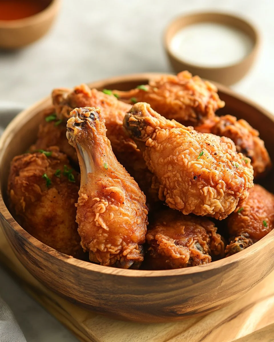 Golden brown fried chicken served on a plate