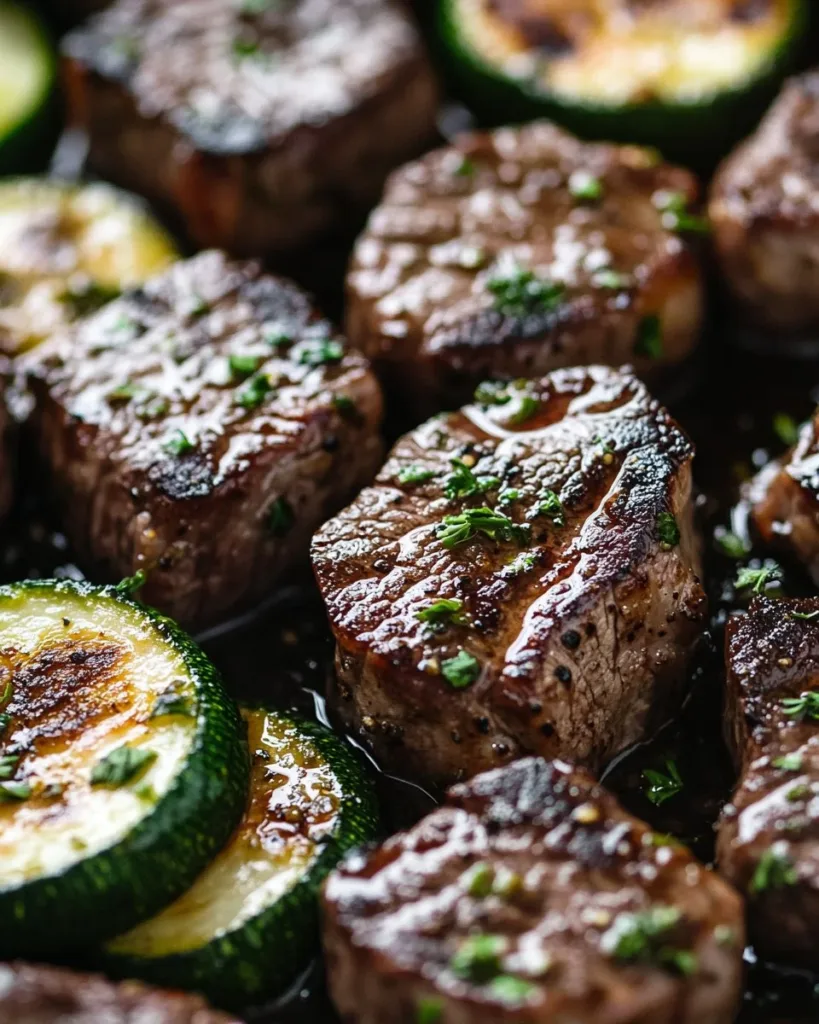 Garlic Butter Steak Bites: A 15-Minute Miracle Dinner Garlic Butter Steak Bites cooked in a skillet with herbs and spices