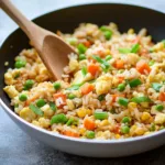 Delicious serving of Hibachi Fried Rice with vegetables and chicken