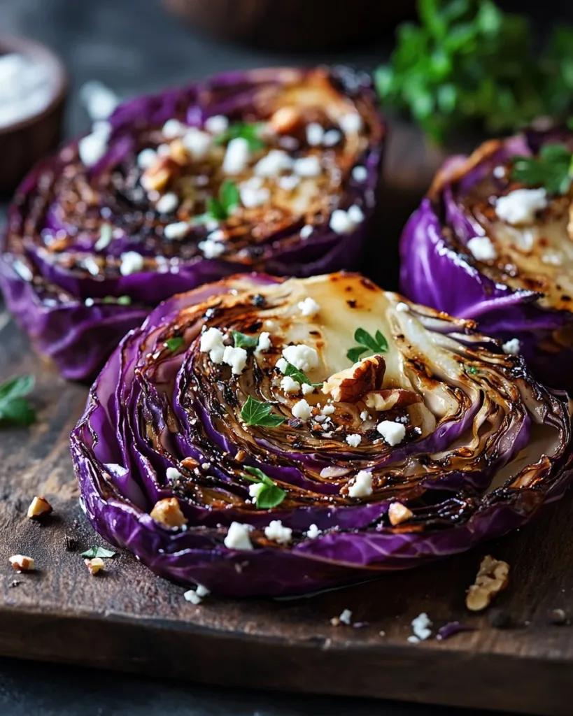 Honey balsamic cabbage steaks grilled with herbs and spices