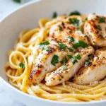 Delicious cowboy butter chicken linguine served in a bowl