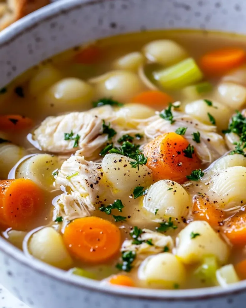 Italian Penicillin Soup Bowl of Italian Penicillin Soup featuring fresh vegetables and herbs.