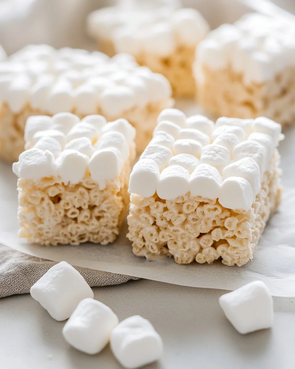 Homemade Marshmallow Rice Krispie Treats on a plate