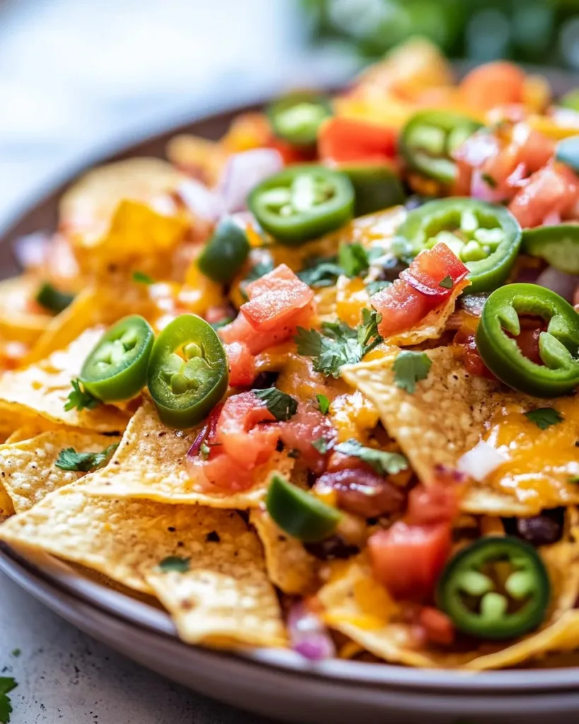 Mexican Nachos Recipe Delicious Mexican nachos topped with cheese, jalapenos, and guacamole