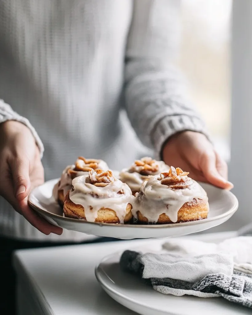 Homemade cinnamon rolls with creamy icing recipe by Wendy Distad