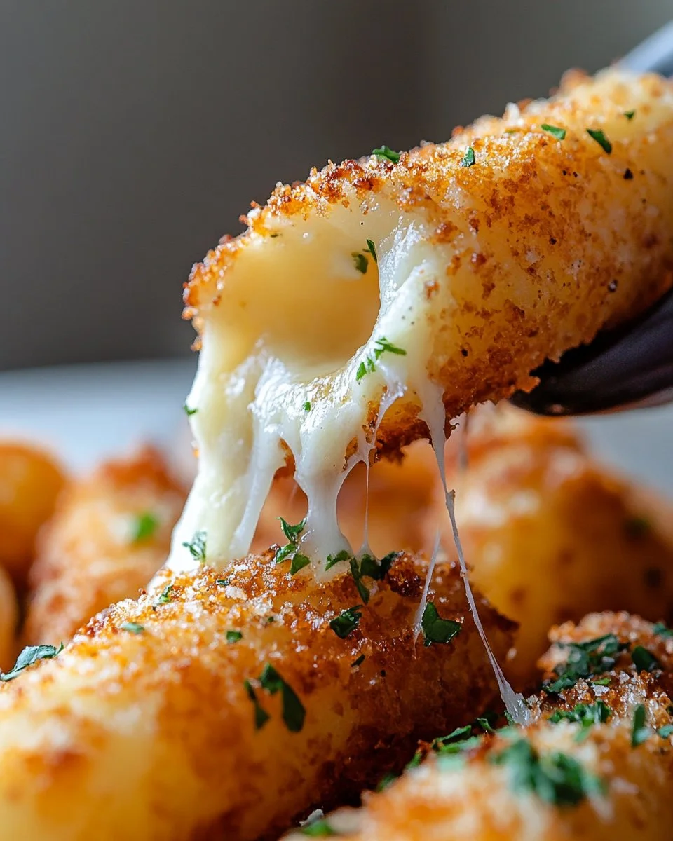 Crispy potato sticks topped with melted cheese