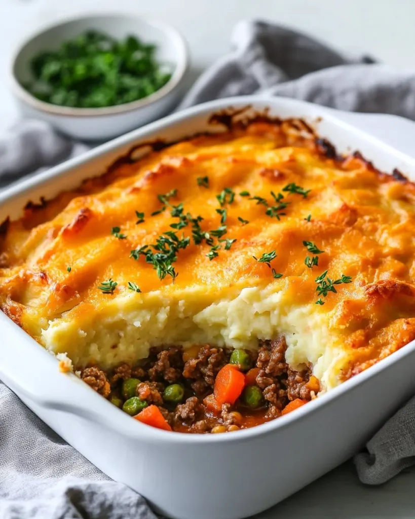 Delicious quick and easy Shepherd's Pie made with ground beef and topped with creamy mashed potatoes.