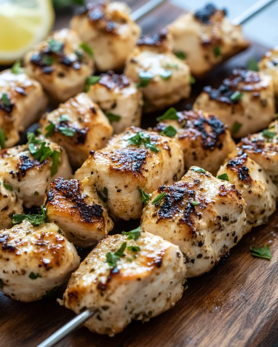 Ranch Garlic Parmesan Chicken Skewers