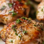 Delicious ranch seasoned chicken thighs garnished and ready to serve