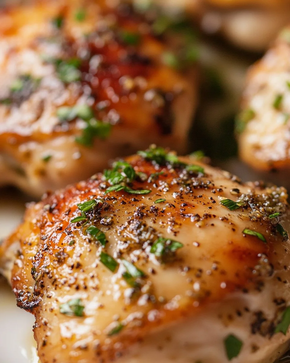 Delicious ranch seasoned chicken thighs garnished and ready to serve