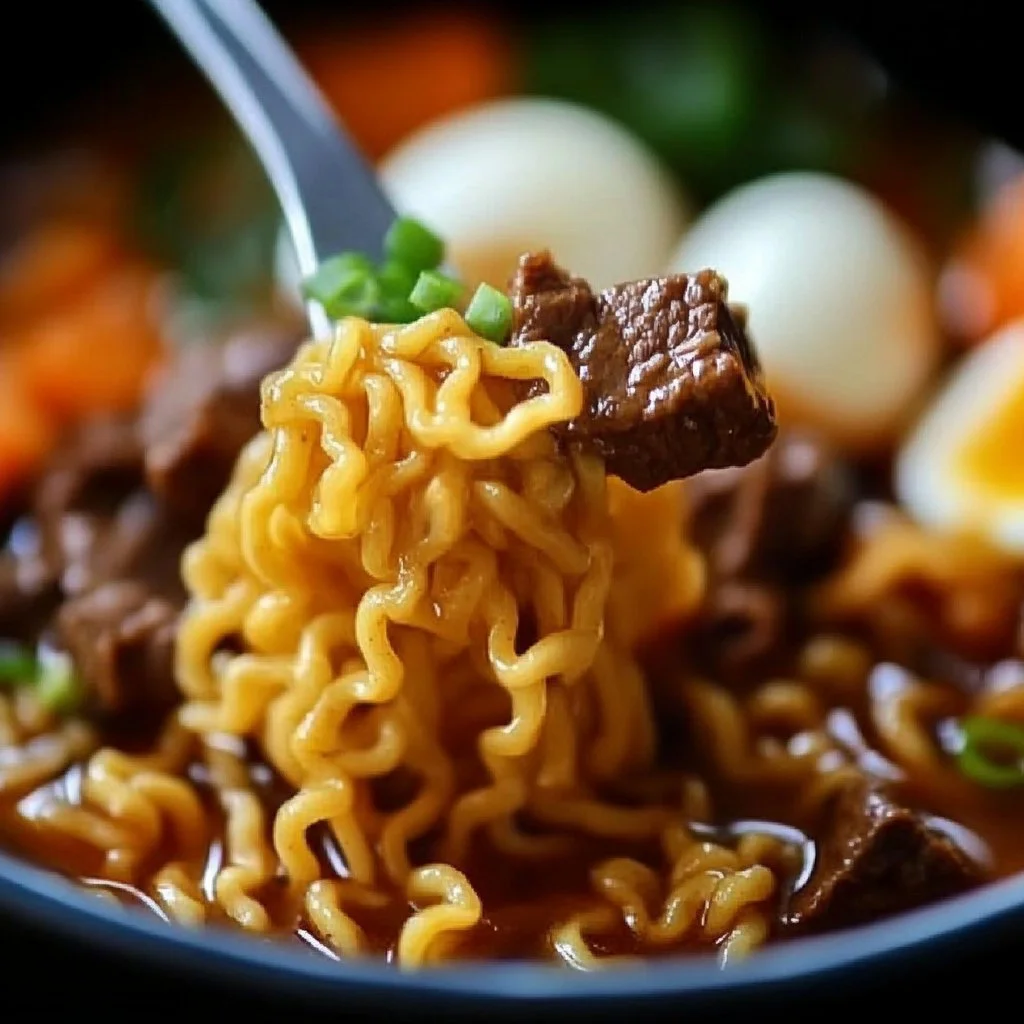 Slow Cooker Beef Ramen Noodles