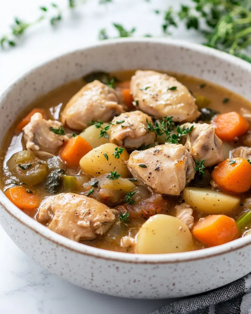 Slow Cooker Chicken Stew Recipe Slow cooker chicken stew recipe with vegetables and herbs