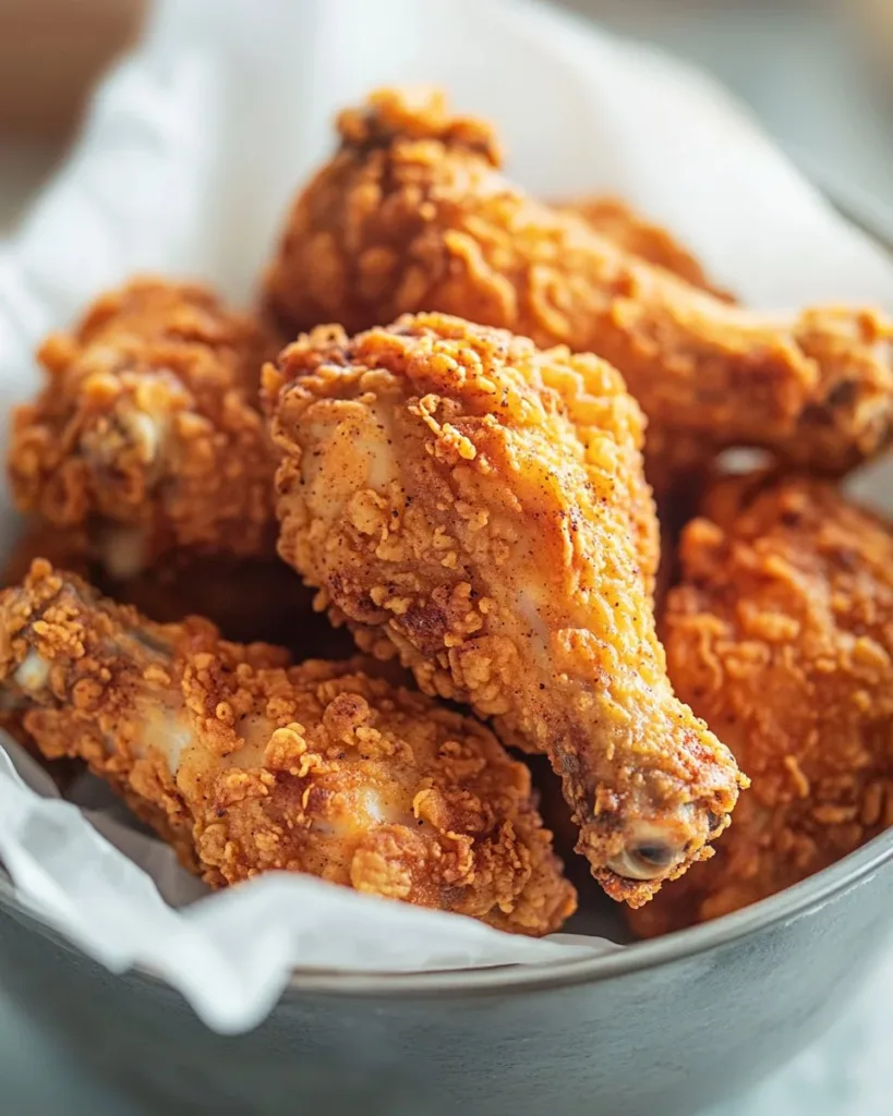 Southern Fried Chicken Delicious plate of Southern fried chicken with golden crispy coating