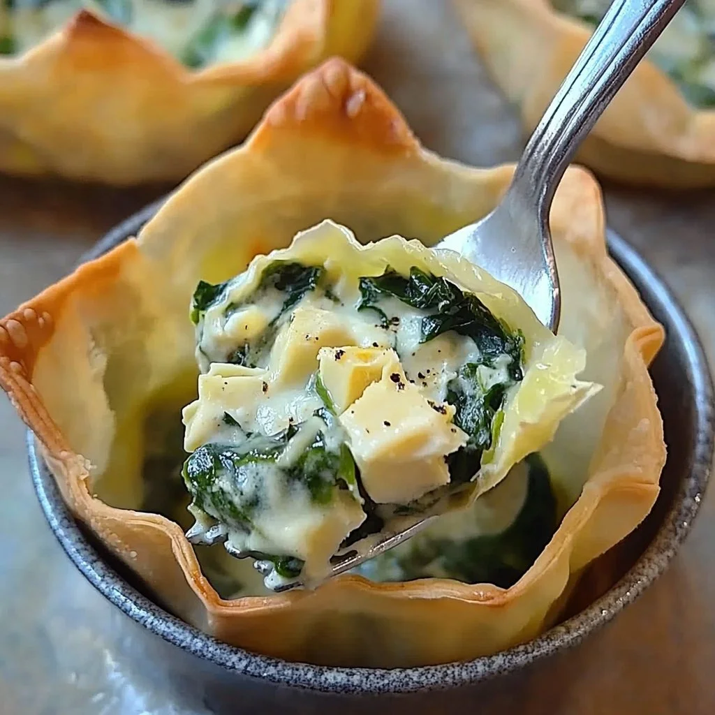 Spinach and Artichoke Wonton Cups