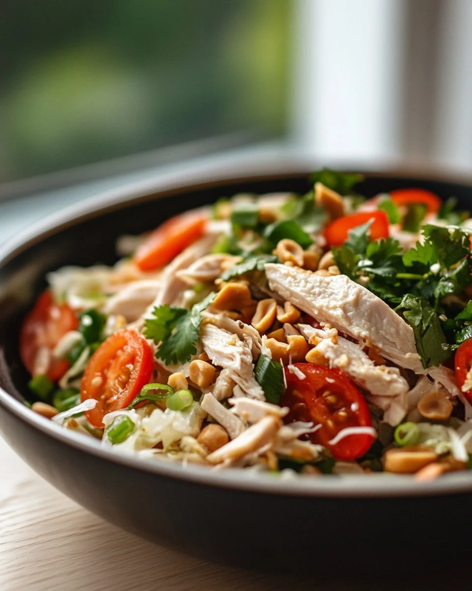 Delicious Thai Chicken Salad with fresh vegetables and herbs