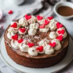 Delicious Valentine's Day Cake decorated with heart shapes and roses.