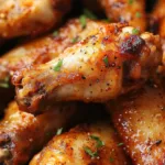 Crispy air fryer chicken wings served on a plate with dipping sauce