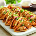 Delicious Chicken Wonton Tacos from Applebee's served on a white plate