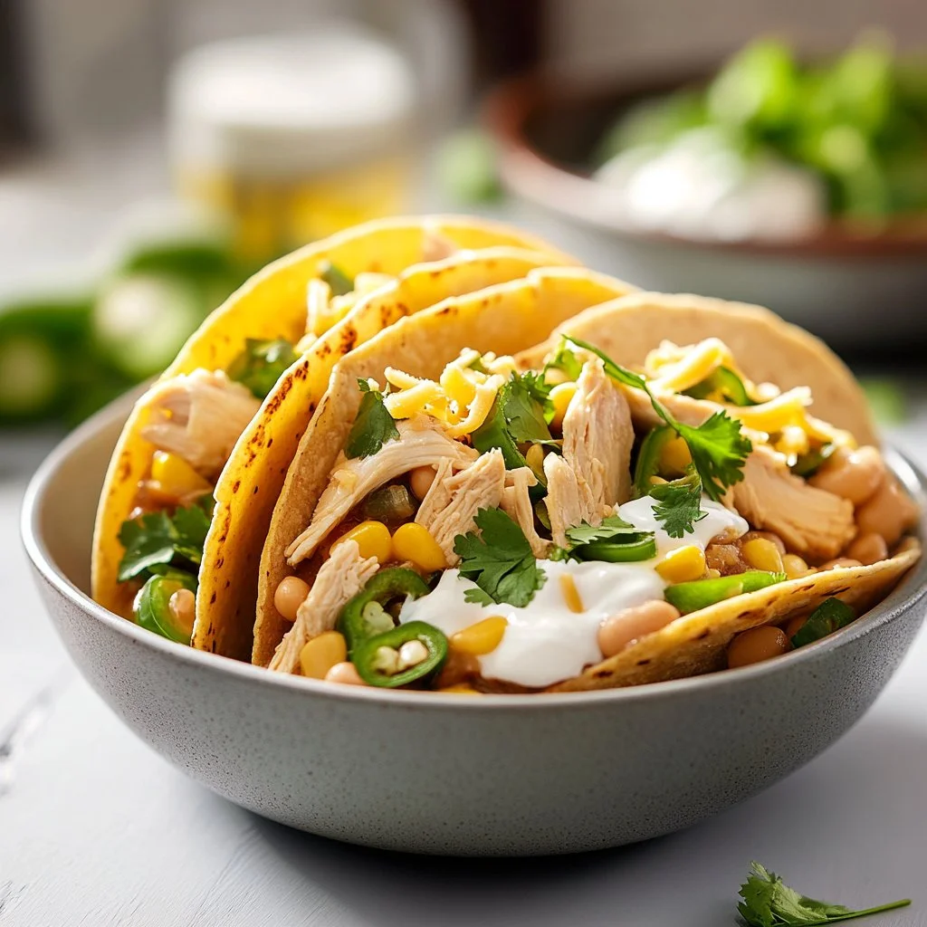 Corn Tortilla White Chicken Chili Tacos