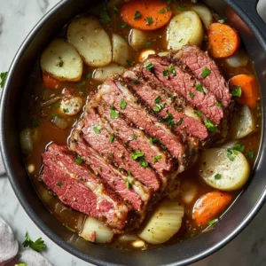 Deliciously prepared corned beef and cabbage served on a plate