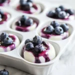Blueberry Greek yogurt bites on a plate, healthy snack option