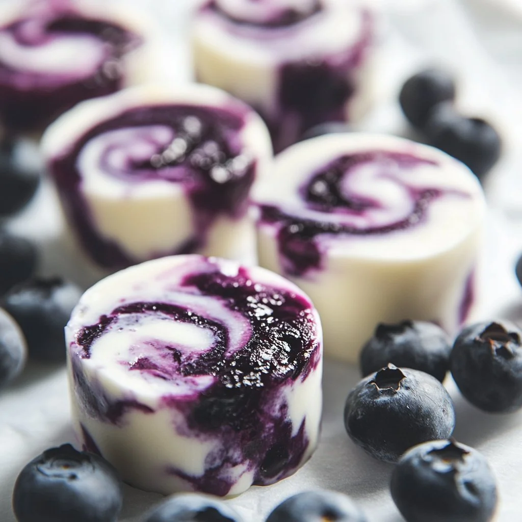 Blueberry swirl yogurt bites for a healthy snack option