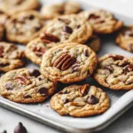 Delicious browned butter pecan chocolate chip cookies on a plate